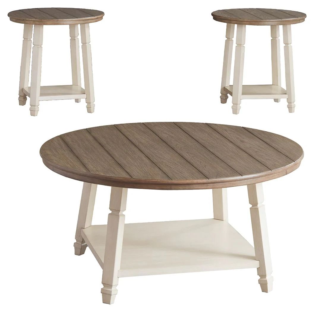 Bolanbrook – Occasional Table Set (Set of 3) – White / Brown / Beige