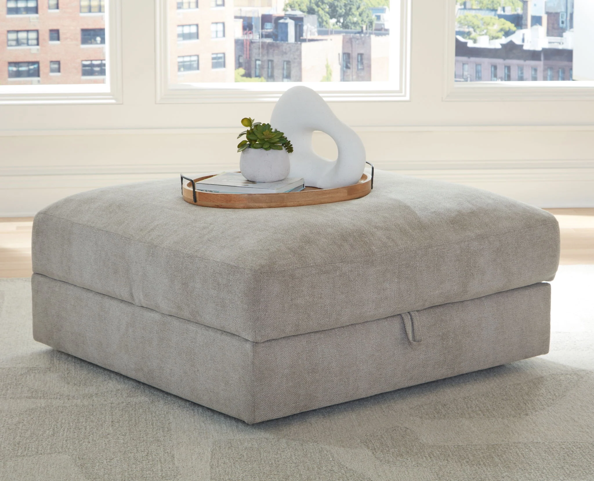 Aslan Court - Ottoman With Storage - Pebble - Image 2