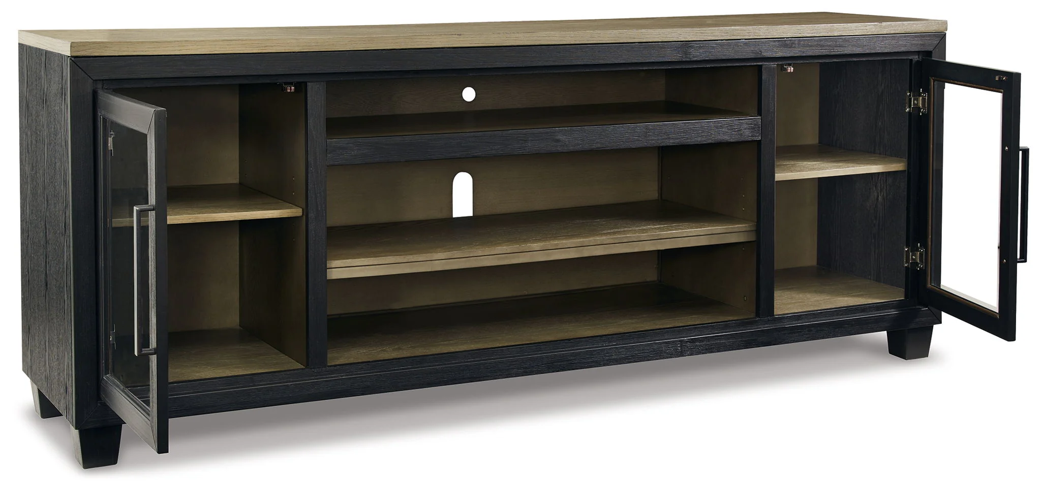 Foyland - XL TV Stand w/Fireplace Option - Black / Brown - Image 2