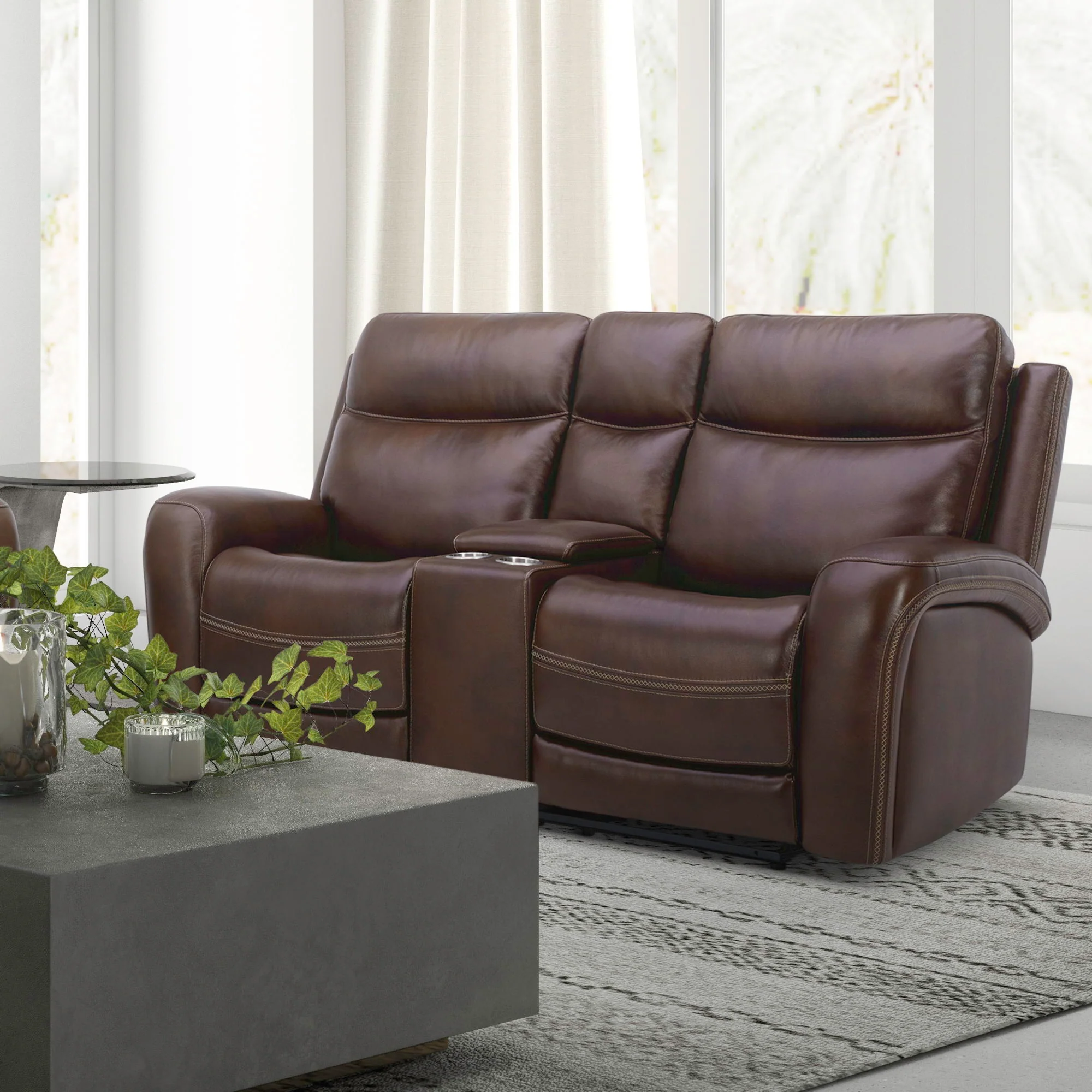 Blair - Loveseat With Console P2 & ZG - Cognac - Image 1