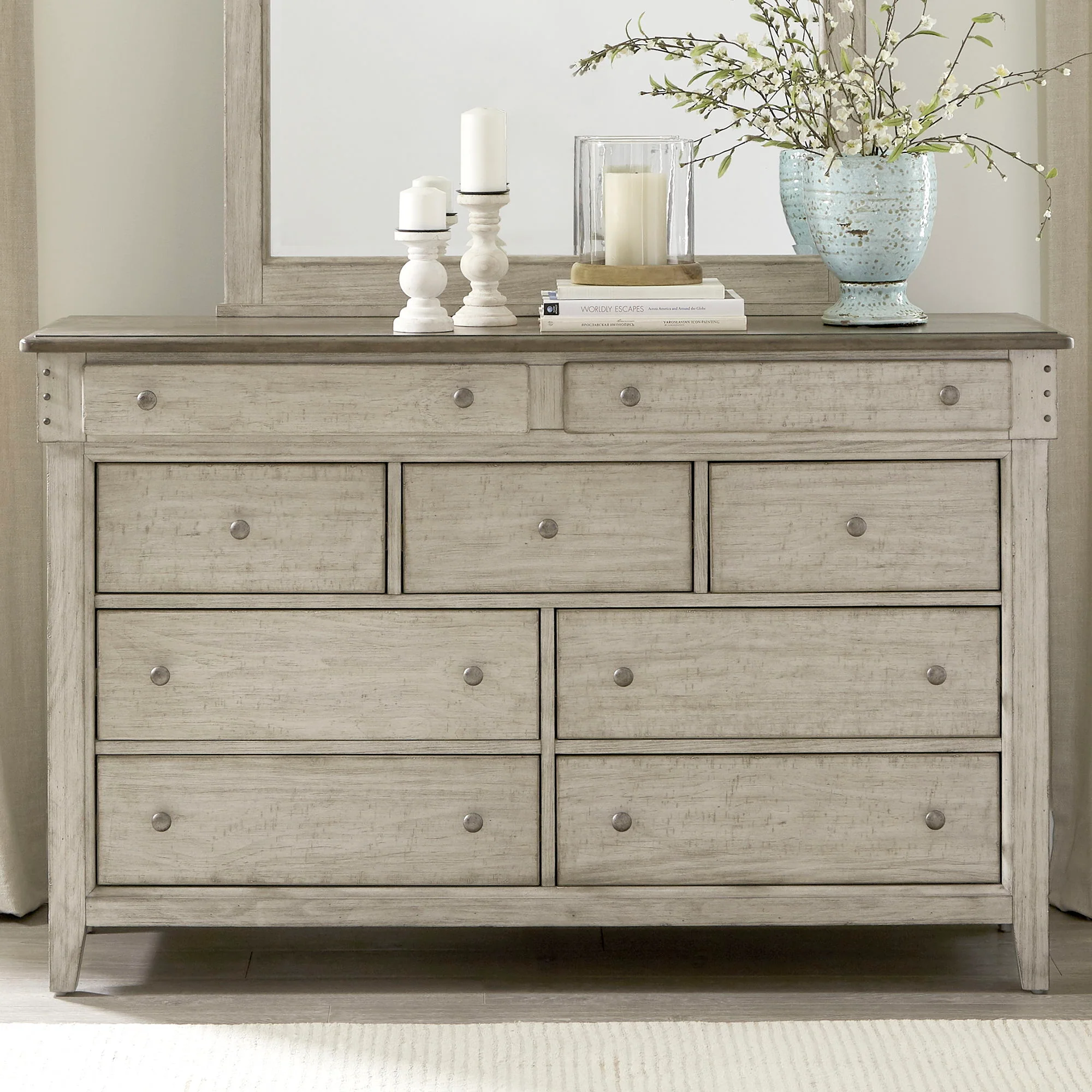 Ivy Hollow - 9 Drawer Dresser - Weathered Linen / Dusty Taupe - Image 1