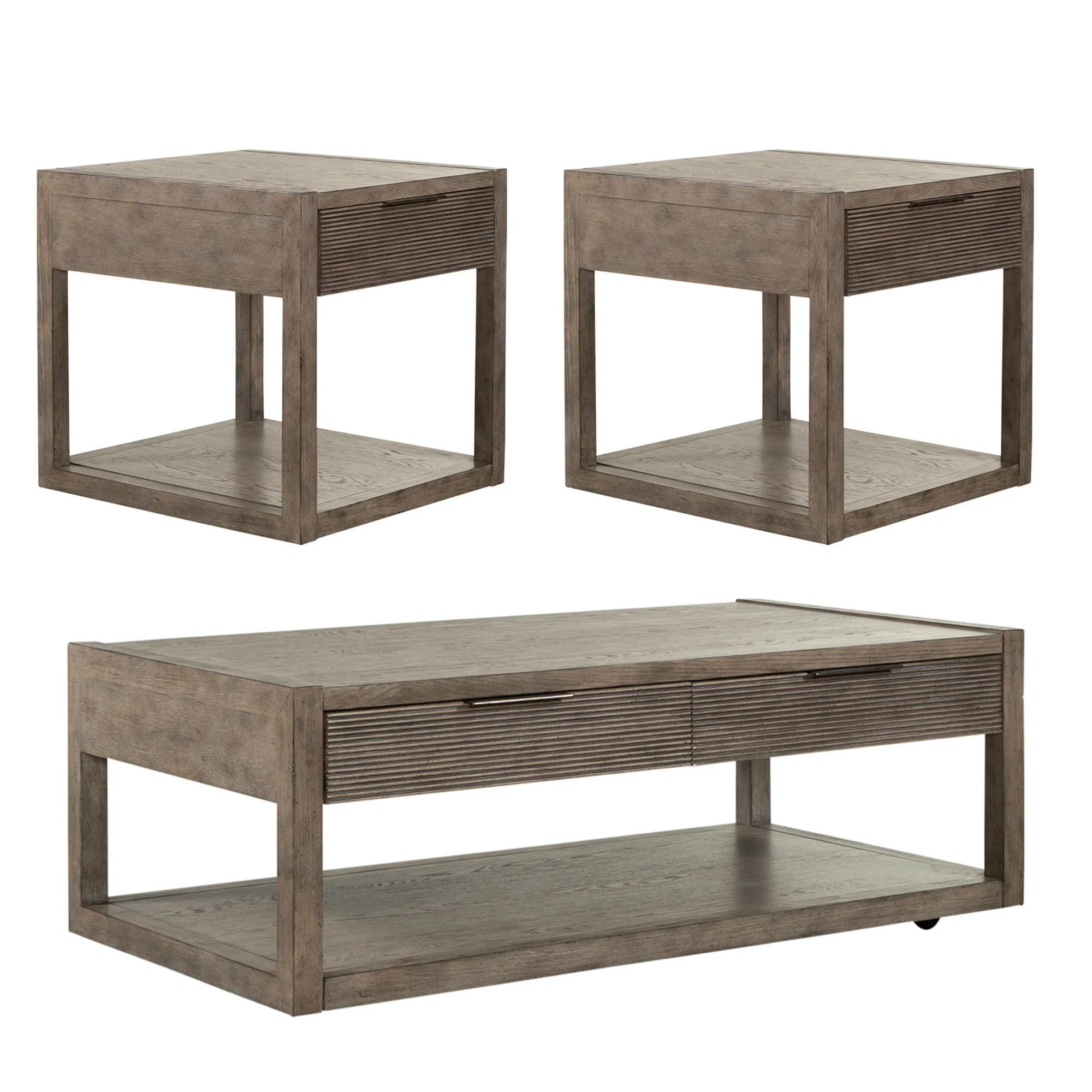 Bartlett Field - 3 Piece Table Set (1 Cocktail 2 End Tables) - Dusty Taupe - Image 2