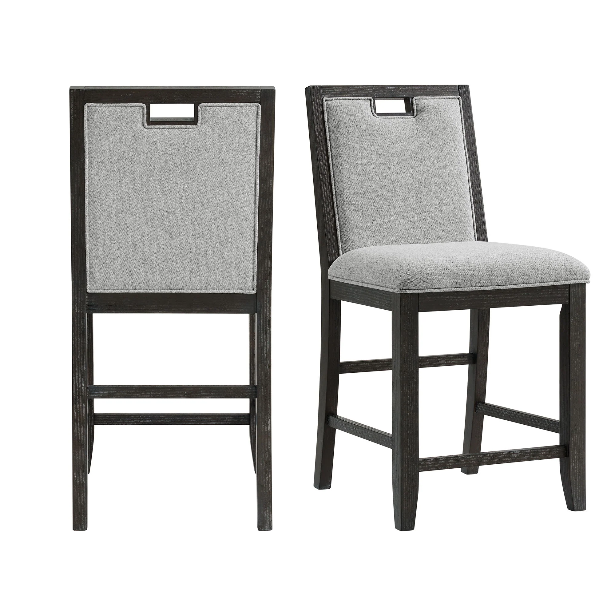 Elodie – Fabric Counter Chair (Set of 2) – Charcoal / Gray
