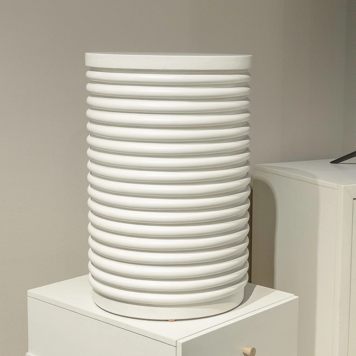 Berkley Square - Round Chairside Table - Linen & Khaki - Image 1