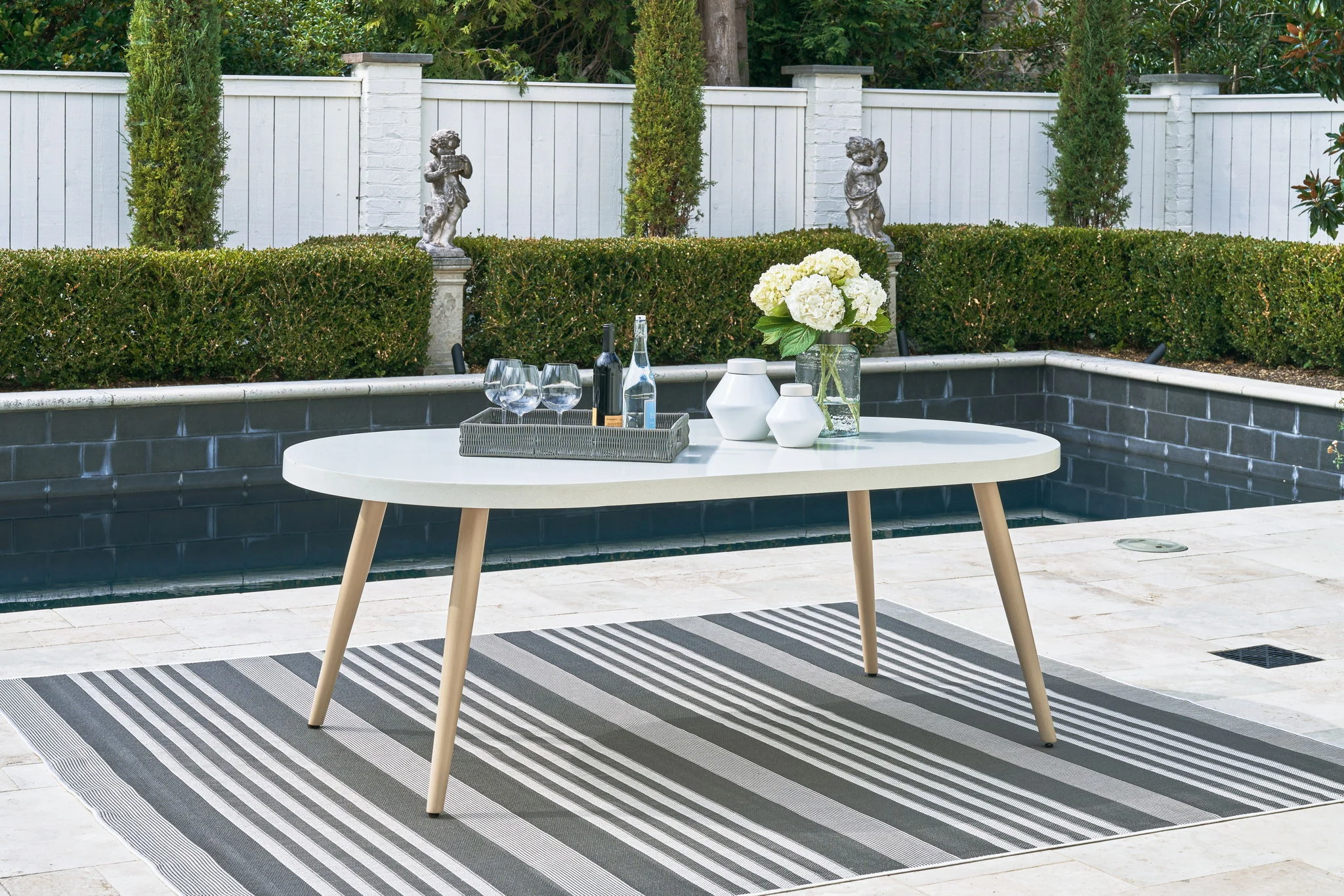 Seton Creek - Oval Dining Table With Umb Opt - White - Image 2