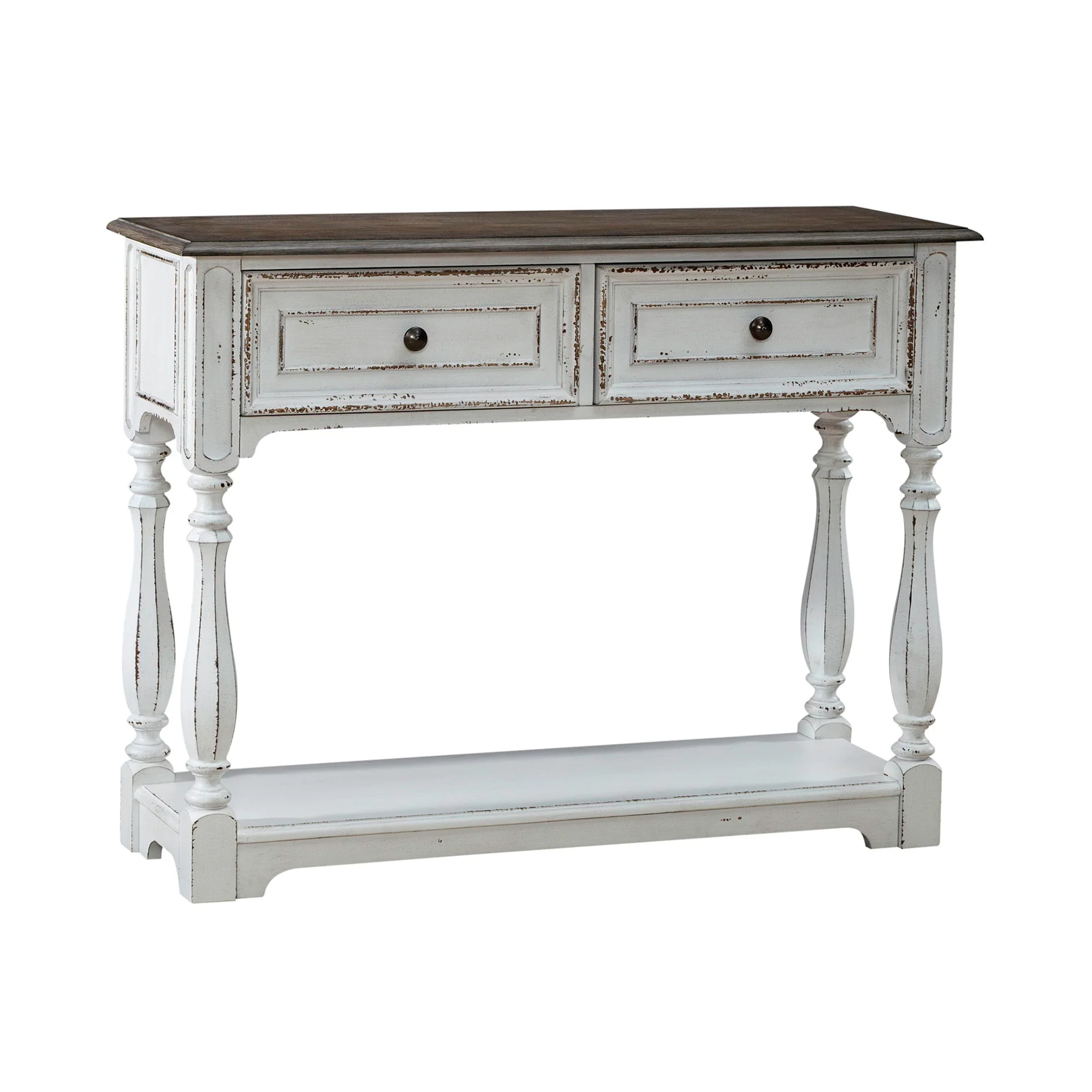 Magnolia Manor - Hall Console Bottom With Shelf For Display & Storage - Antique White - Image 2