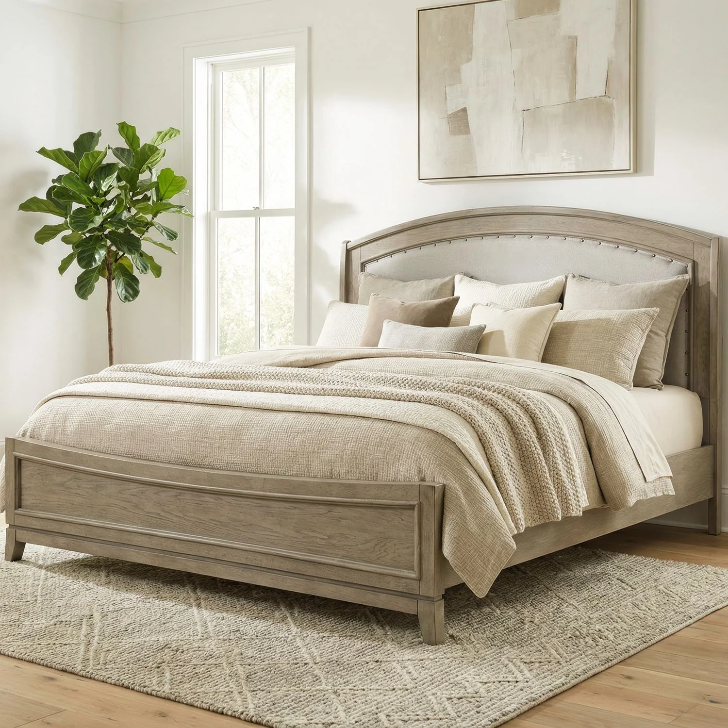 Avalon – Queen Upholstered Bed – Burnished Beige