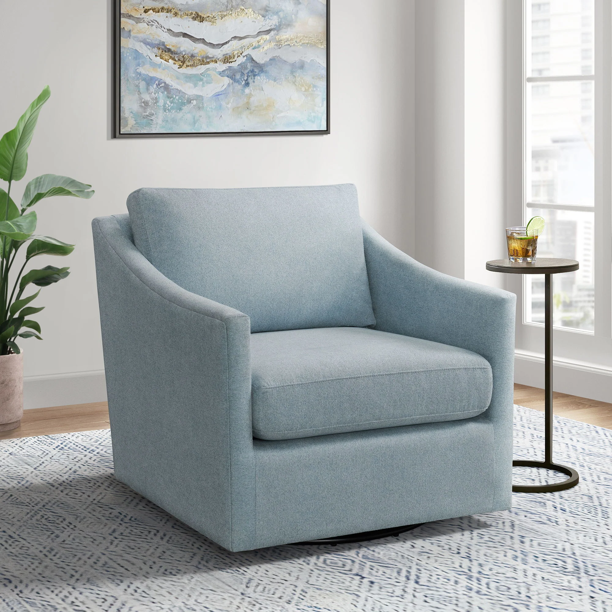 Acacia - Swivel Chair - Freya Light Blue - Image 2