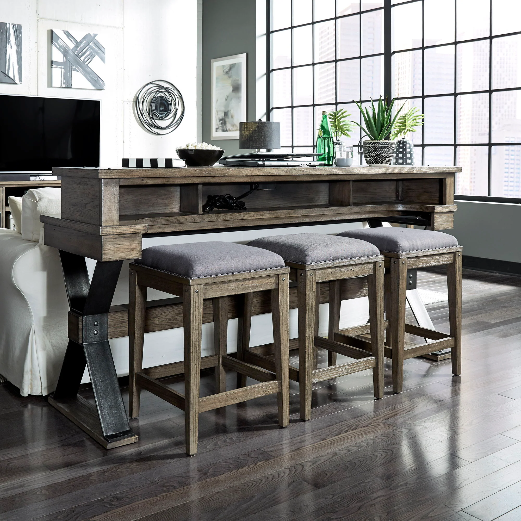 Sonoma Road – 4 Piece Dining Room Set – Weathered Beaten Bark