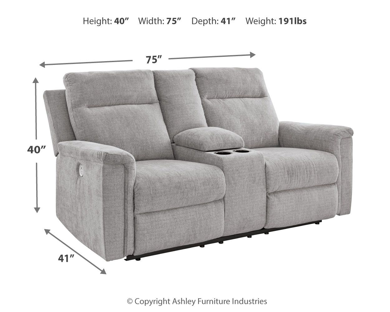 Barnsana - Dbl Power Reclining Loveseat With Console - Image 3