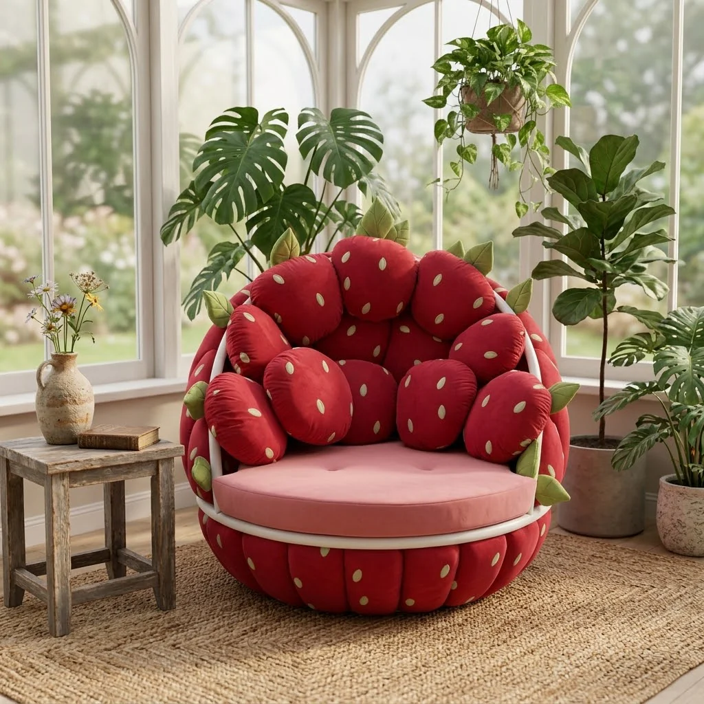 Strawberry Plush Lounge Sofa Chair - Image 2
