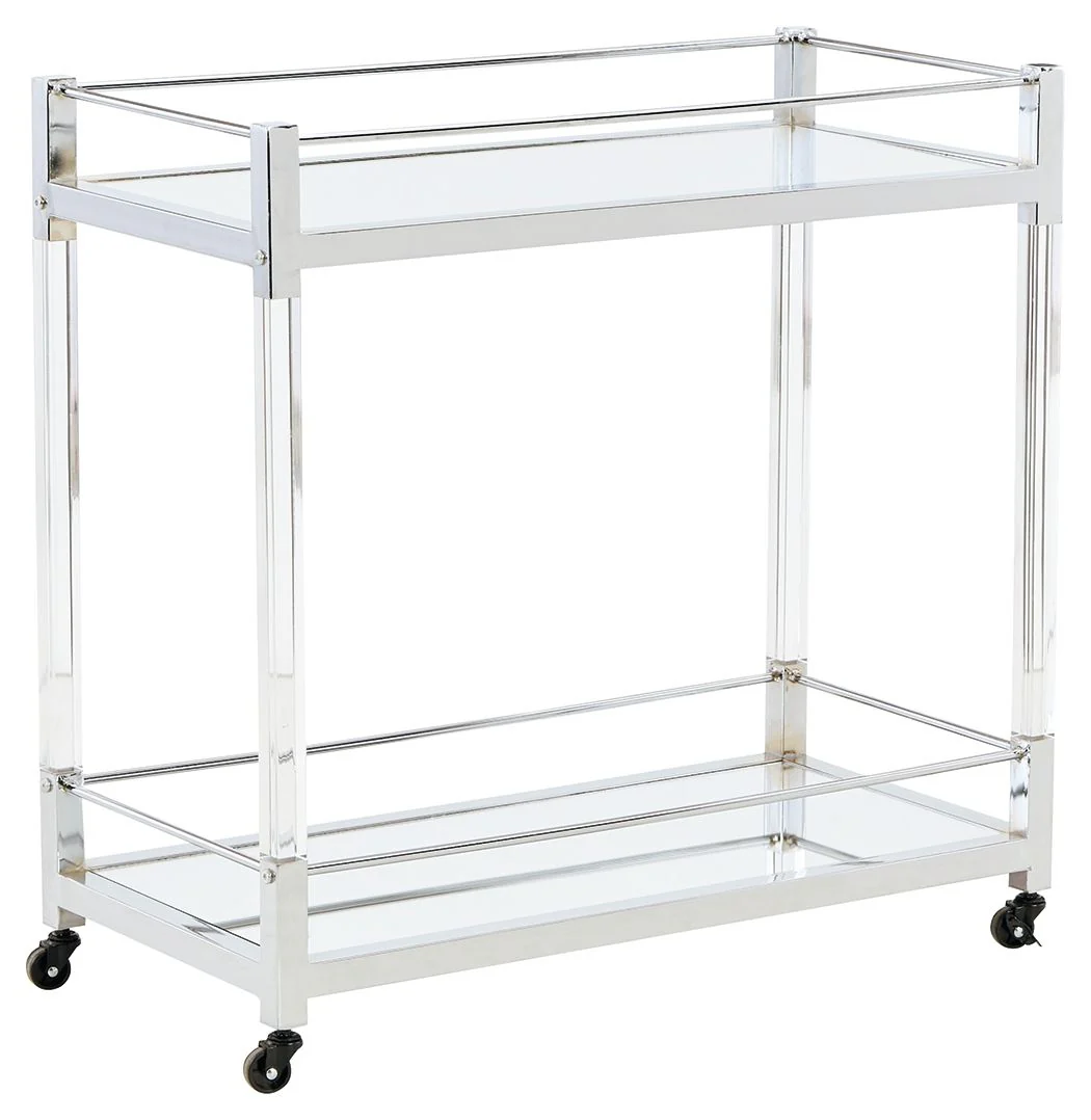 Chaseton – Bar Cart – Clear / Silver Finish