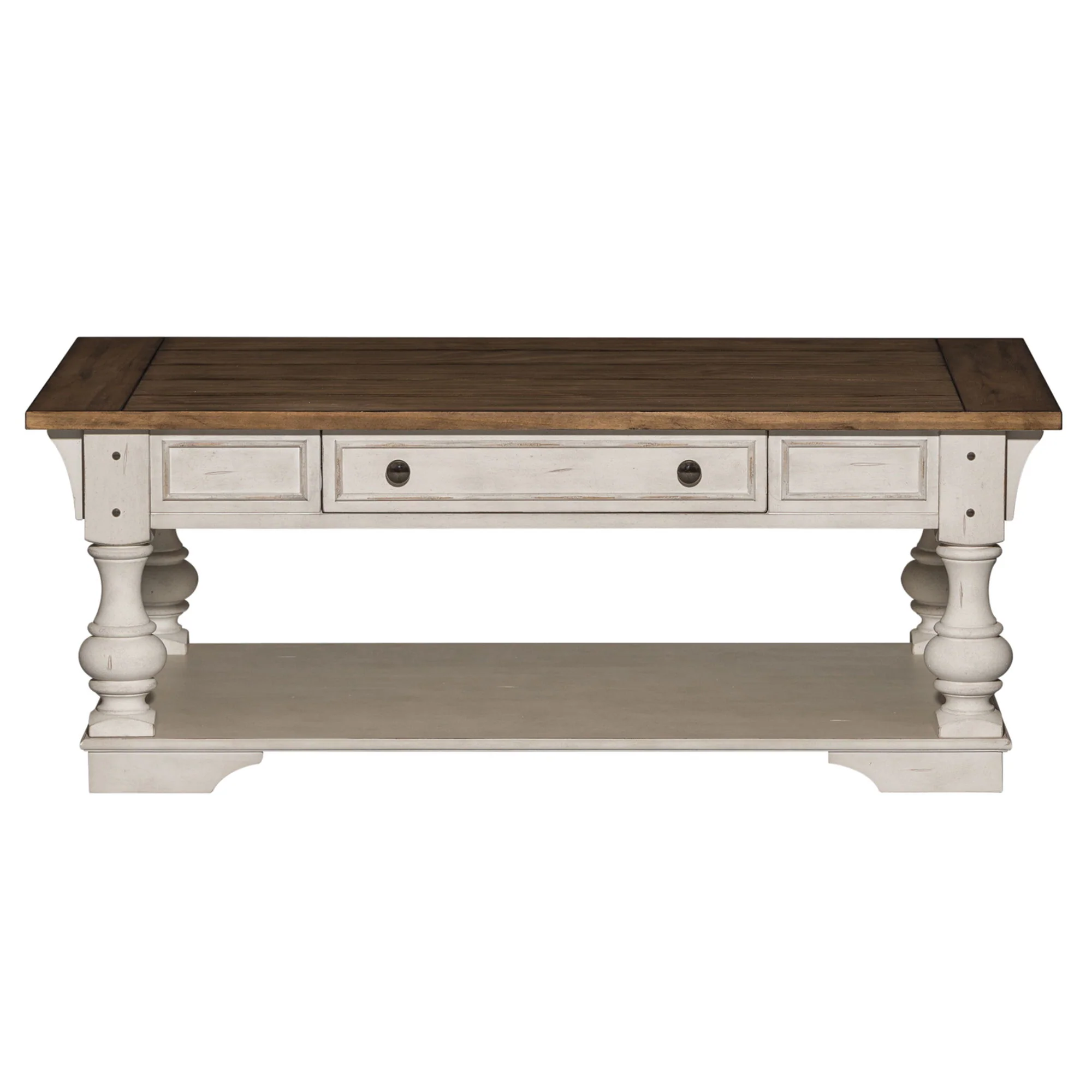 Morgan Creek - Cocktail Table - Antique White / Wirebrushed Tobacco Accents - Image 1
