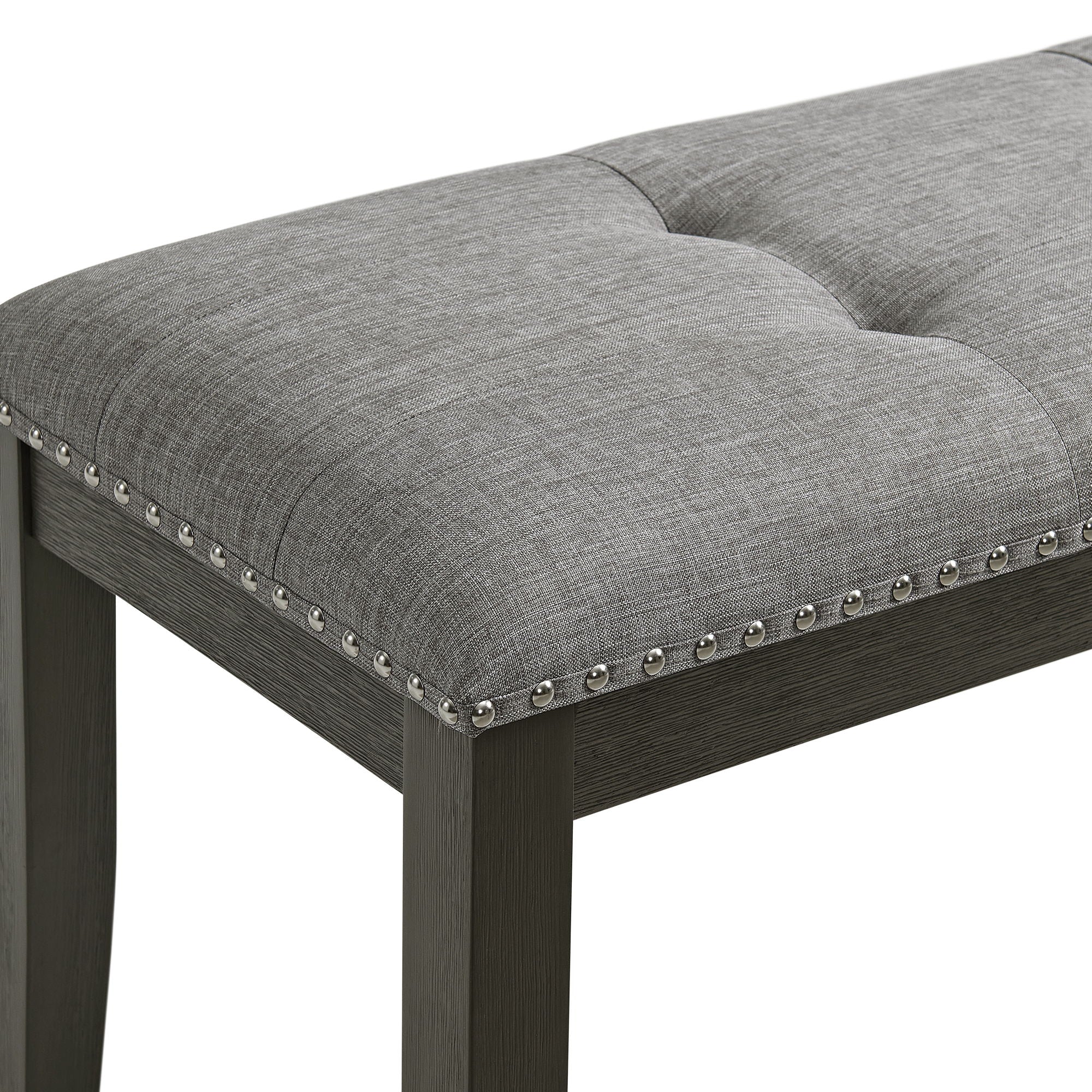 Everdeen - Bench With Gray Fabric and Nail Heads - Charcoal - Image 2