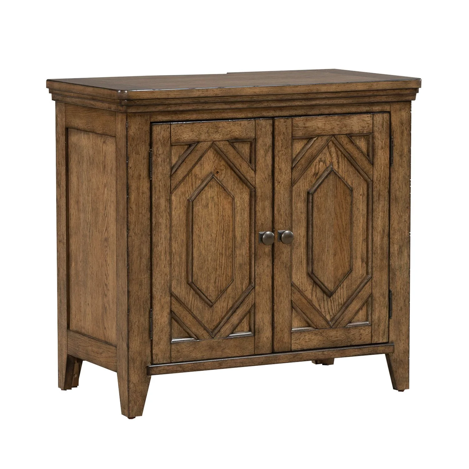 Carolina Park - 2 Door Bedside Chest With Charging Station - Amber Brown - Image 2