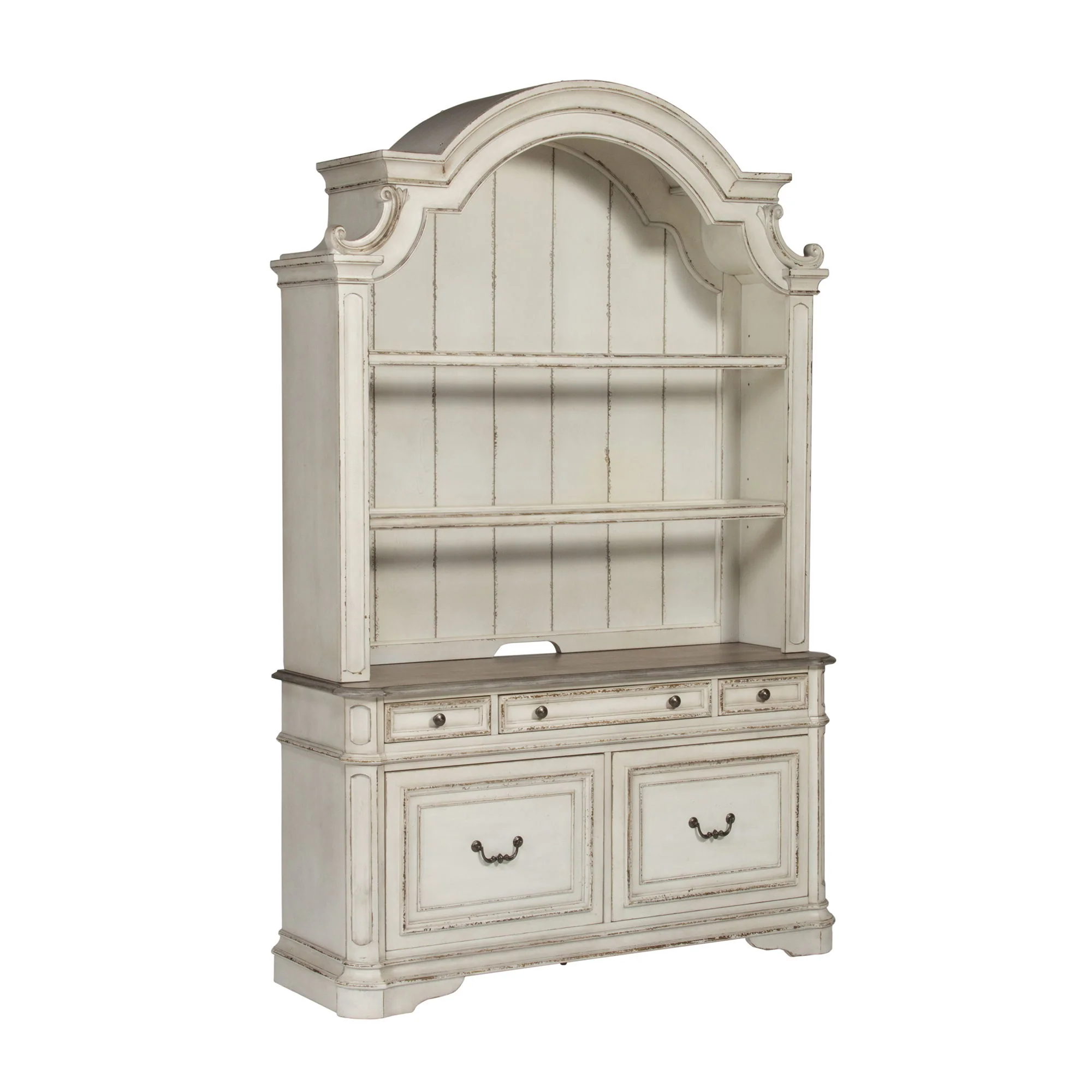 Magnolia Manor - 3 Piece Home Office Set (Desk & Hutch) - Antique White - Image 2