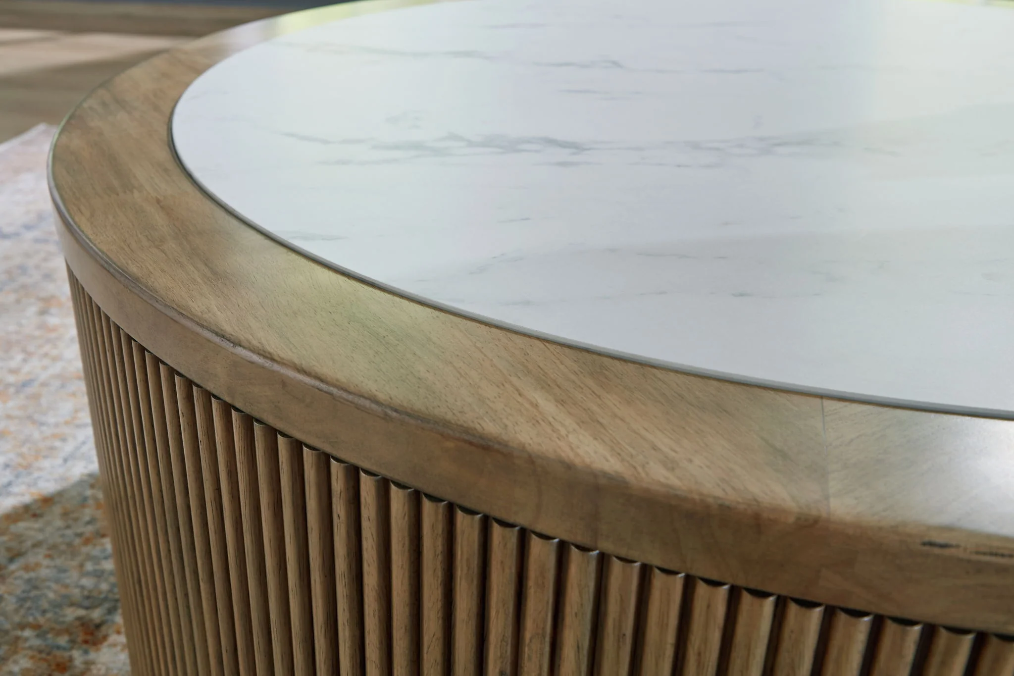 Camdill - Round Cocktail Table - Light Brown / White - Image 2