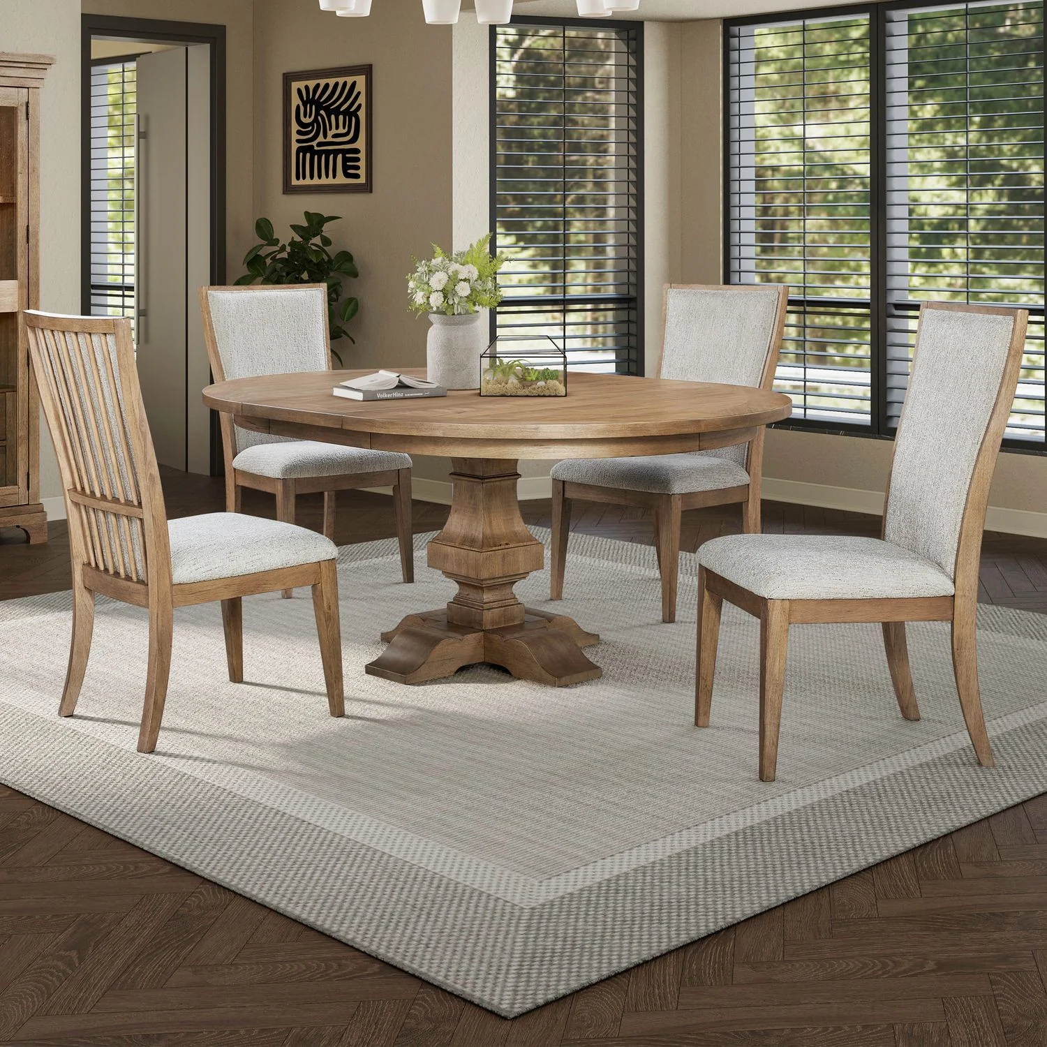 Haven Hills – Optional 5 Piece Pedestal Table Set – Camel Beige