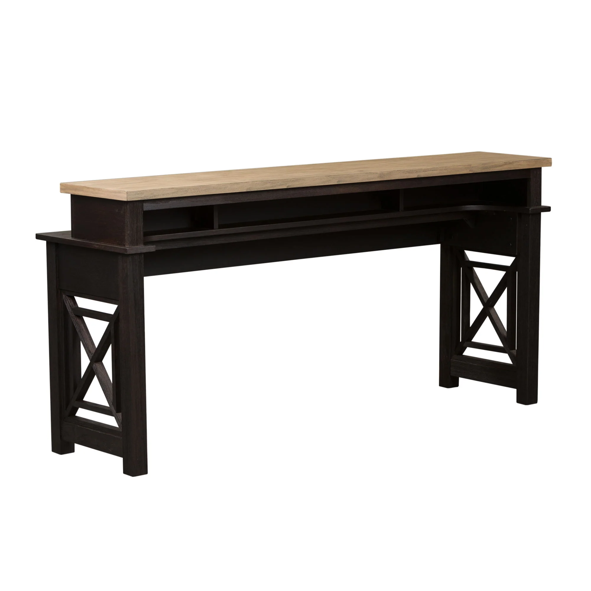 Heatherbrook - 4 Piece Console Set (1 Console 3 Stools) - Charcoal & Ash - Image 2