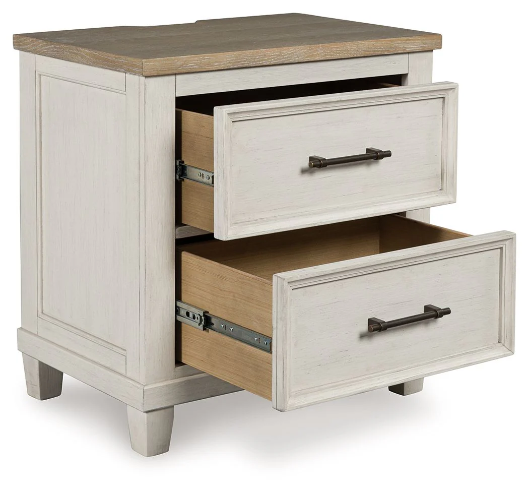 Shaybrock - Two Drawer Night Stand - Antique White / Brown - Image 2