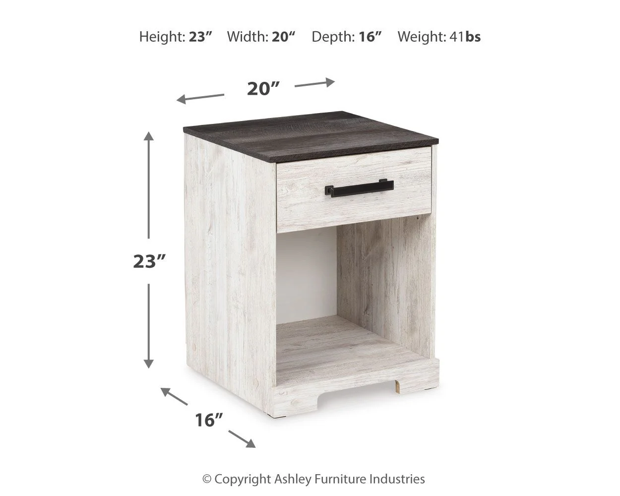 Shawburn - One Drawer Night Stand - Open Cubby - White / Black / Gray - Image 2