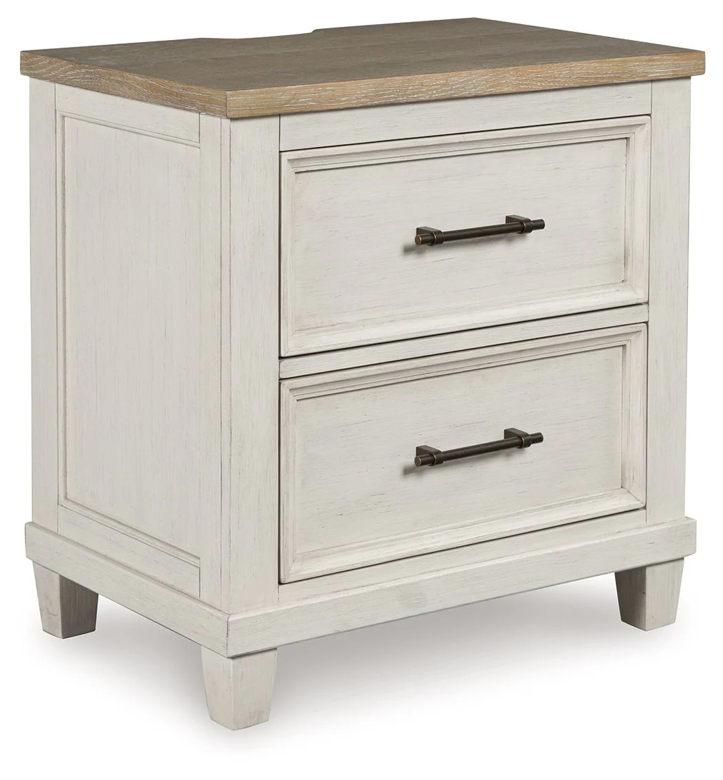 Shaybrock - Two Drawer Night Stand - Antique White / Brown - Image 1