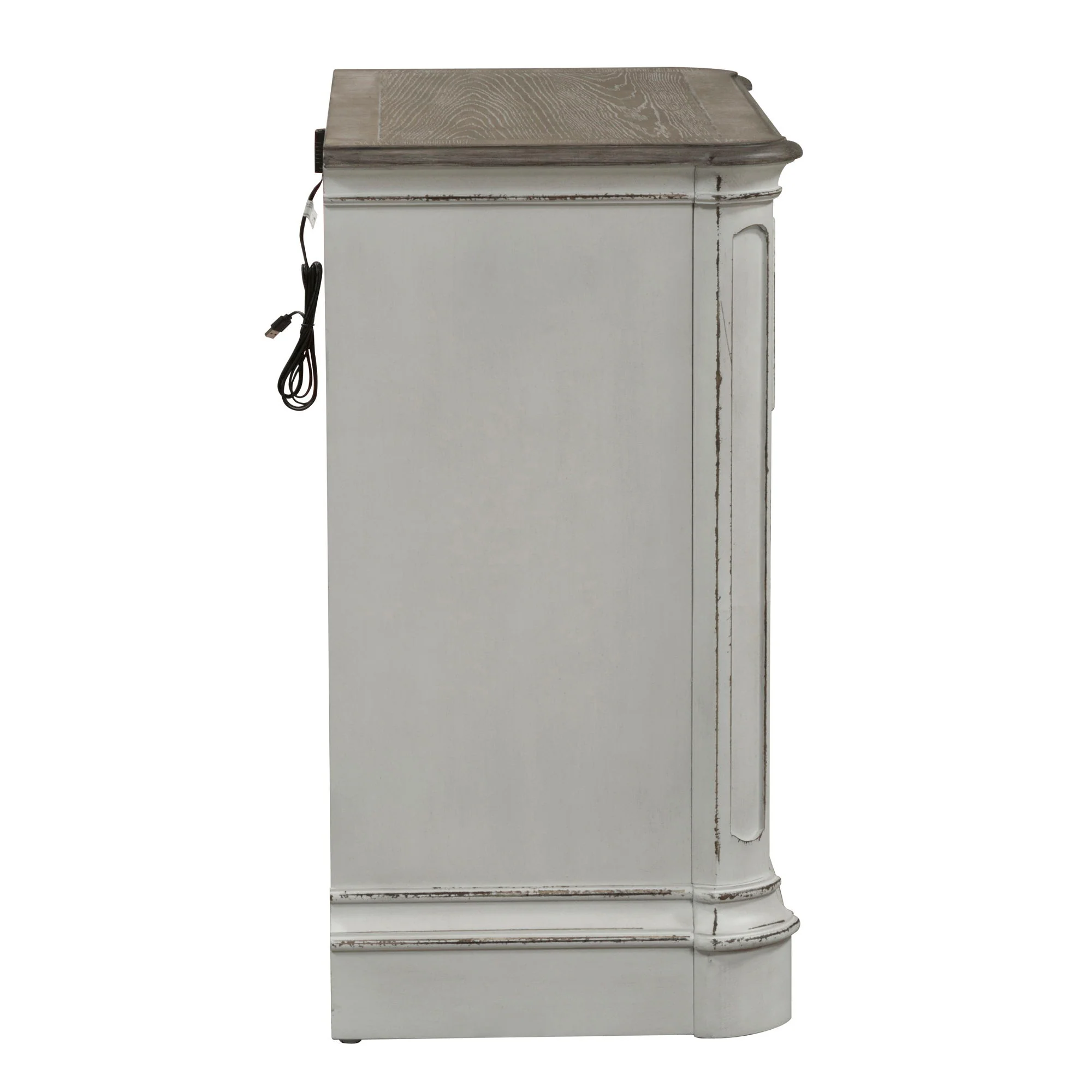 Magnolia Manor - 3 Drawer Bedside Chest With Charging Station - Antique White - Image 2