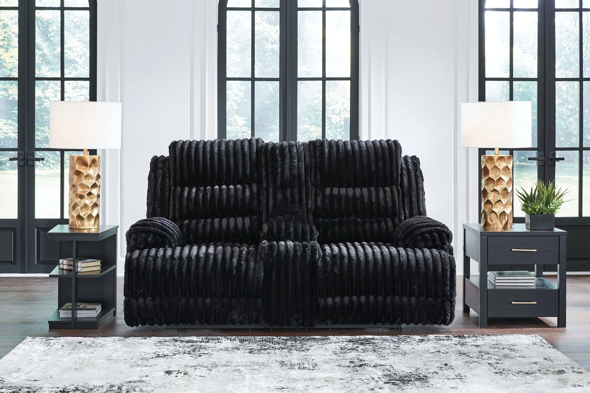 Rhine Falls - Double Reclining Power Loveseat With Console - Onyx - Image 2