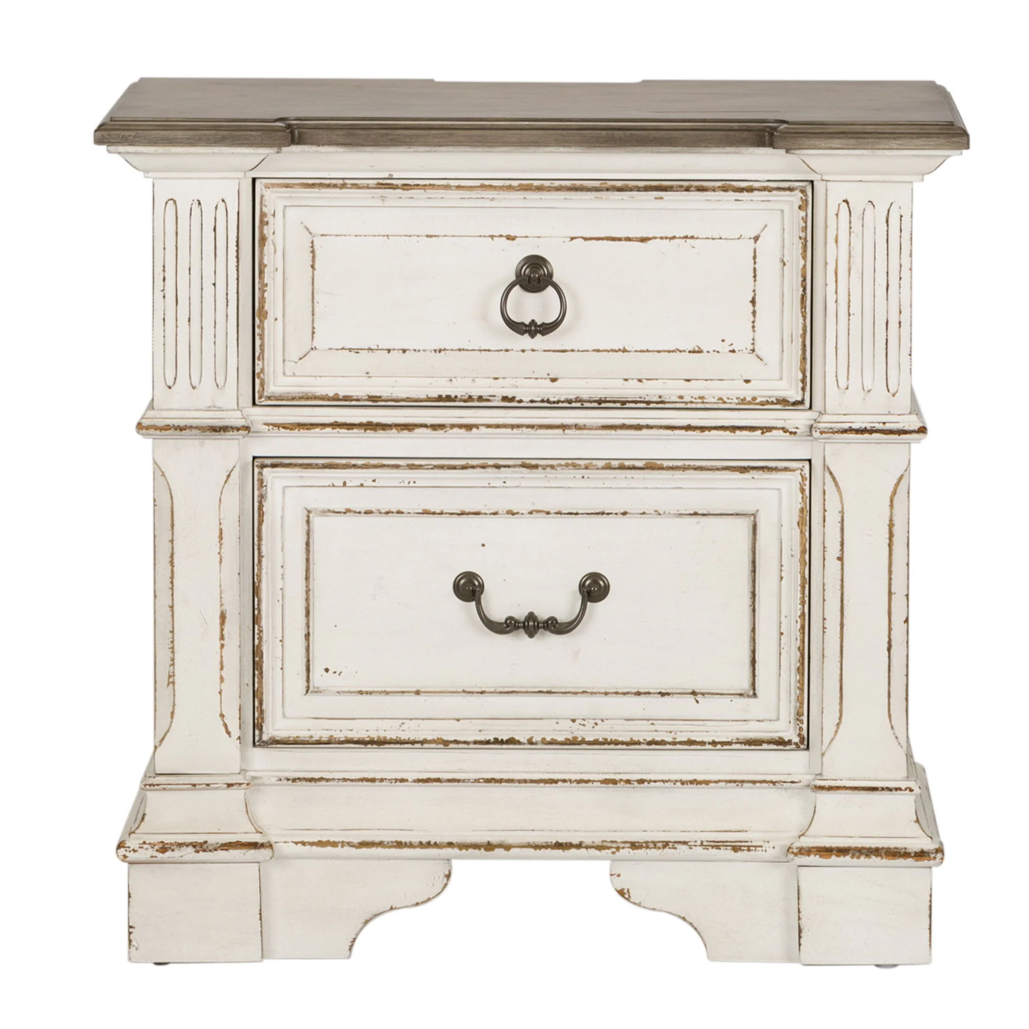 Abbey Park – 2 Drawer Nightstand With Charging Station – Antique White