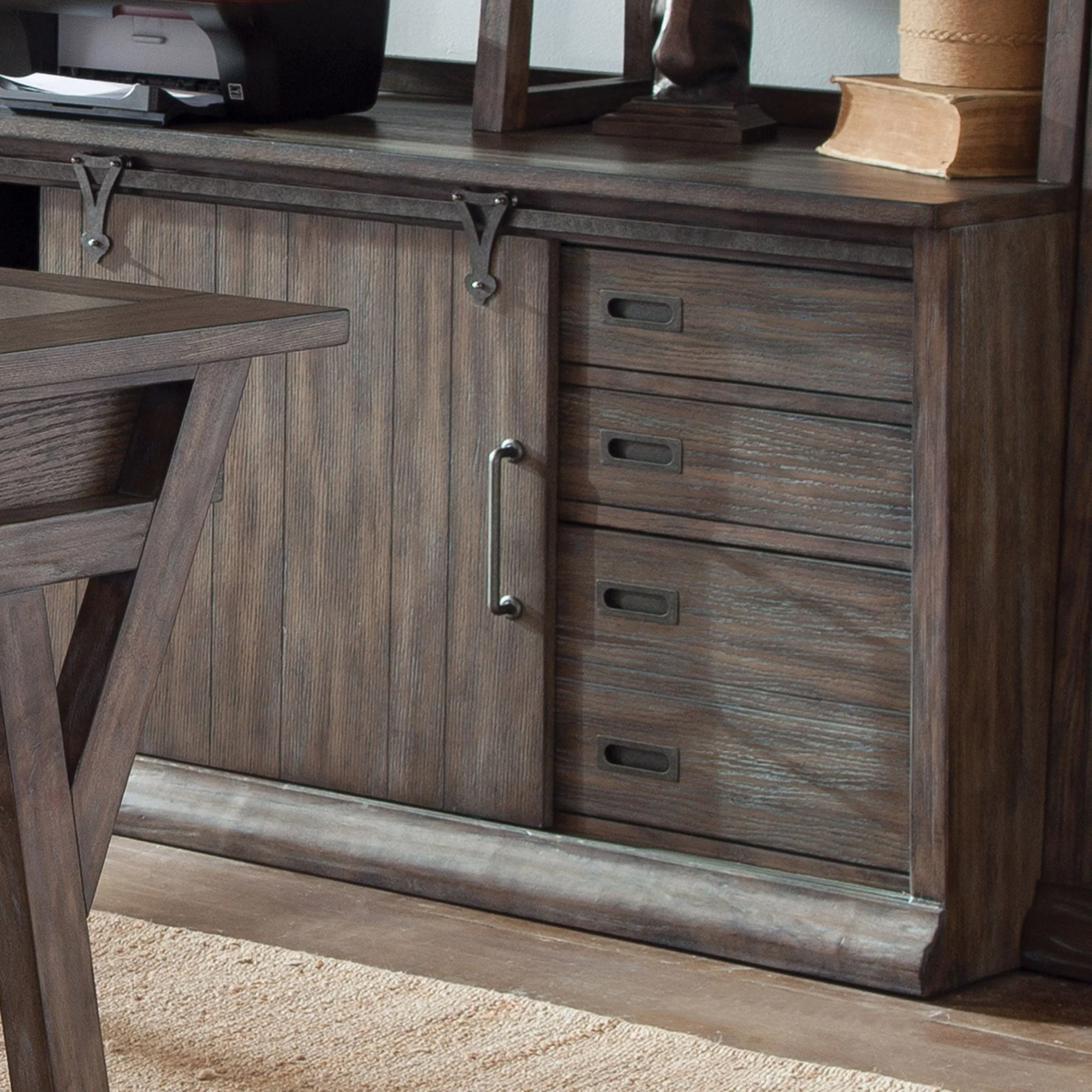 Stone Brook - Computer Credenza - Rustic Saddle - Image 2