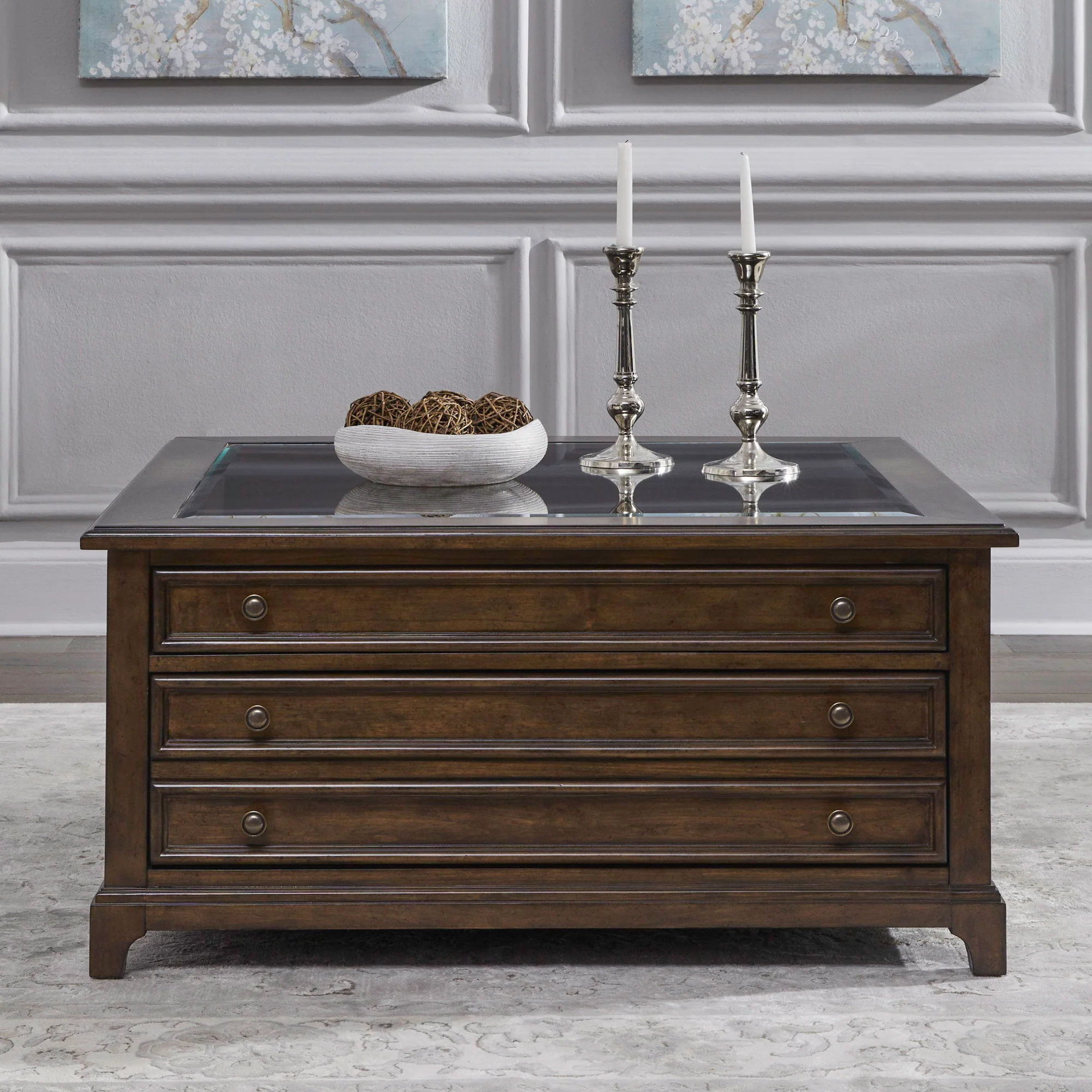 Arden Road – Square Collector Cocktail Table – Satin Cherry