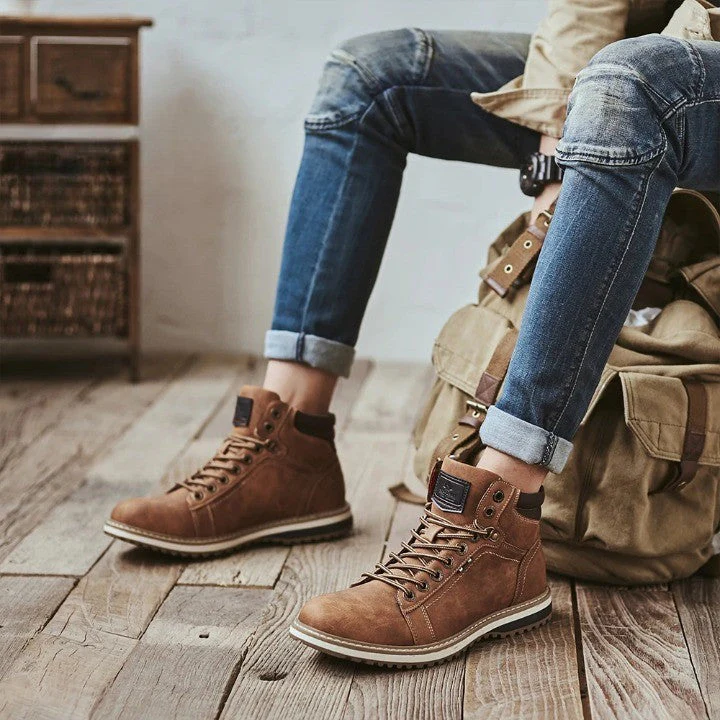 Italian Vintage Leather Lace-Up Warm Winter Boots - Image 3