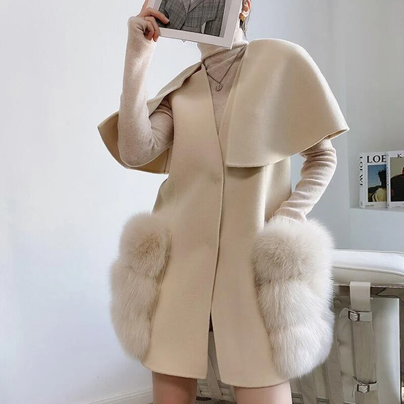 Faux Fur Sleeve Winter Sweater - Image 2