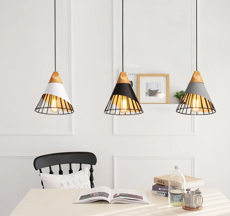 Modern Wooden Cone Pendant Lights - Image 1