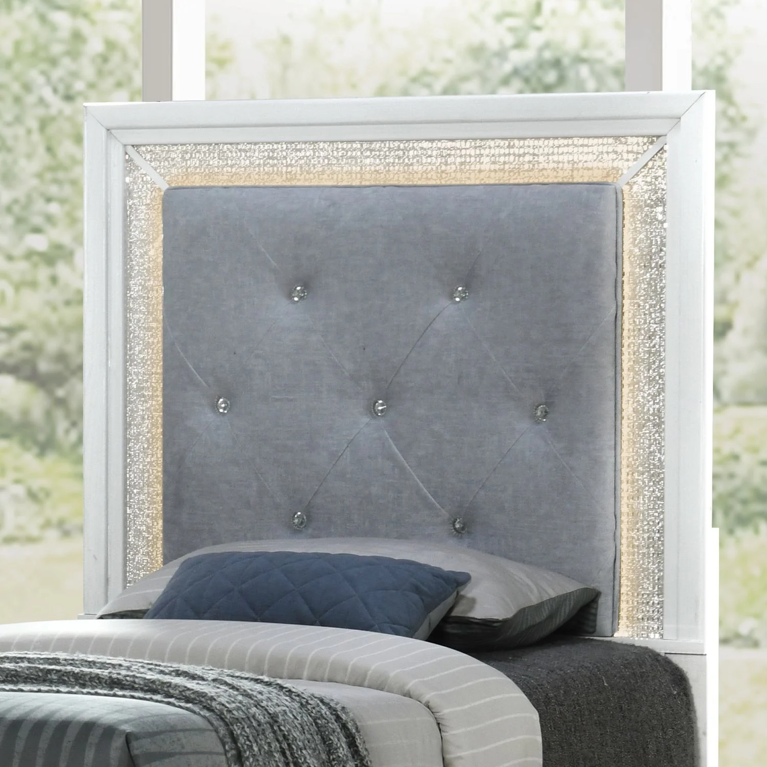 Reflections - Upholstered Panel Headboard With Lights - Image 2