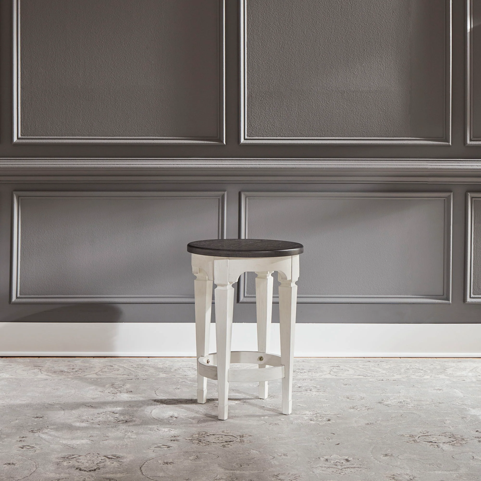 Allyson Park – Console Stool – Wirebrushed White / Charcoal
