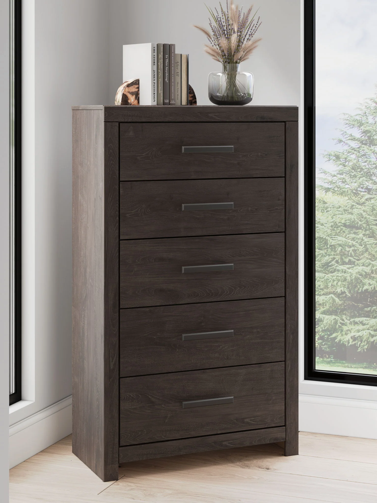 Prendonea - Five Drawer Chest - Charcoal - Image 2