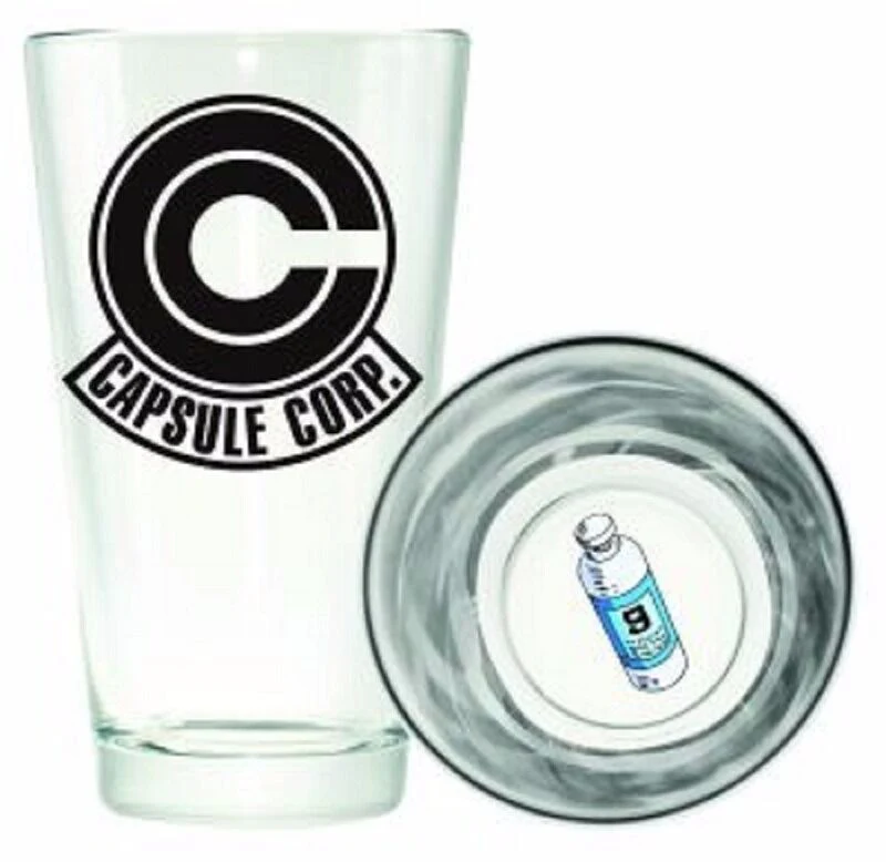 Dragon Ball Z Capsule Corp Symbol Bottom Print Pint Glass Glassware - Image 1