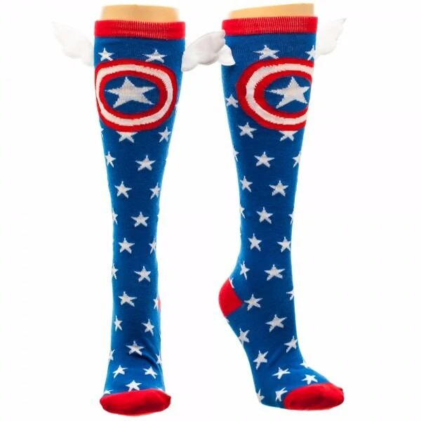 Marvel Captain America Shield and Stars Knee High Socks with Wings - Image 1