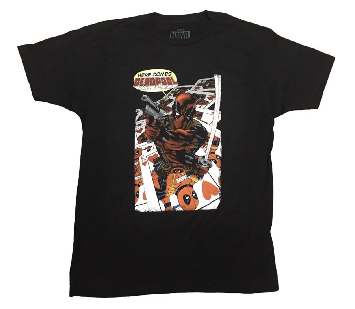 Deadpool Here Comes Deadpool Marvel Adult T-Shirt - Image 1