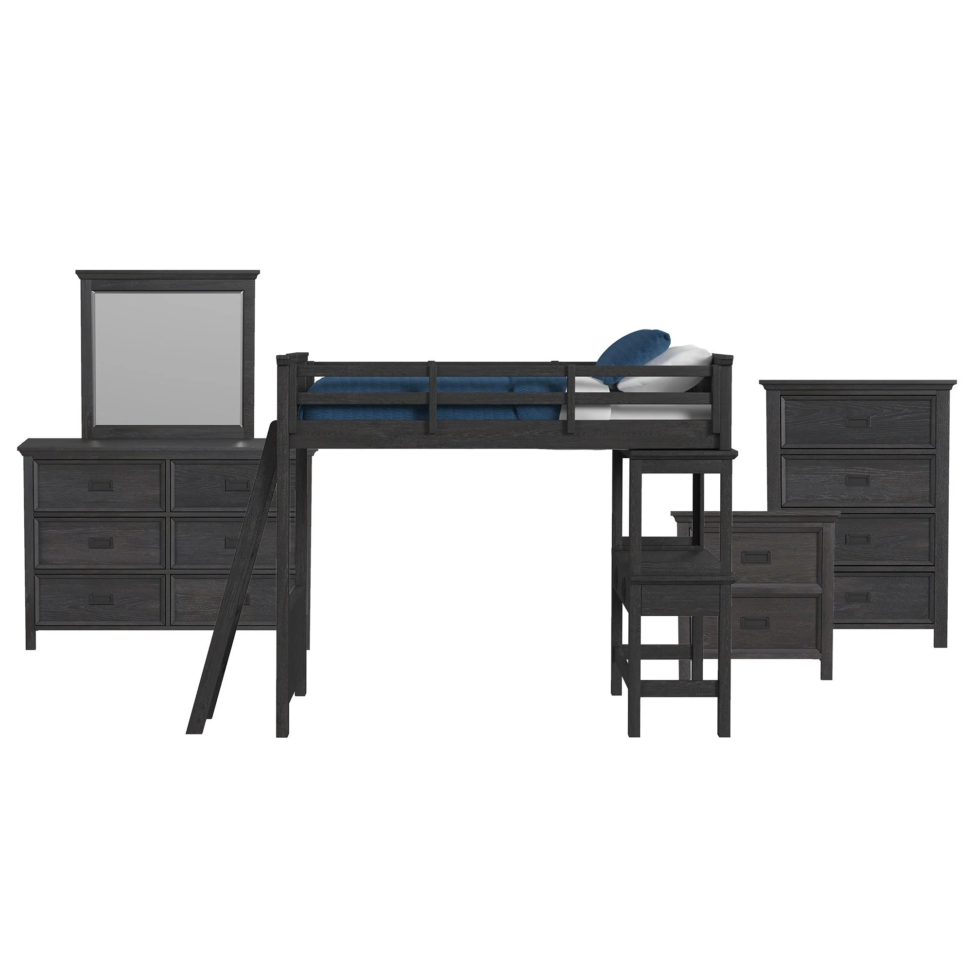 Hampton Kids - Loft With Ladder And Desk With Speaker Bedroom Set - Image 2