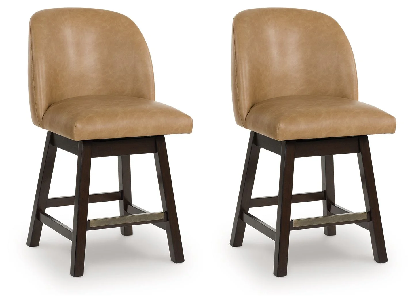 Neymorton - Upholstered Swivel Faux Leather Barstool (Set of 2) - Dark Grayish Brown - Image 1