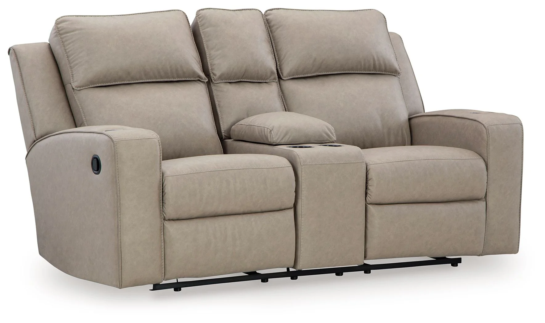 Lavenhorne - Dbl Rec Loveseat W/Console - Pebble - Image 1