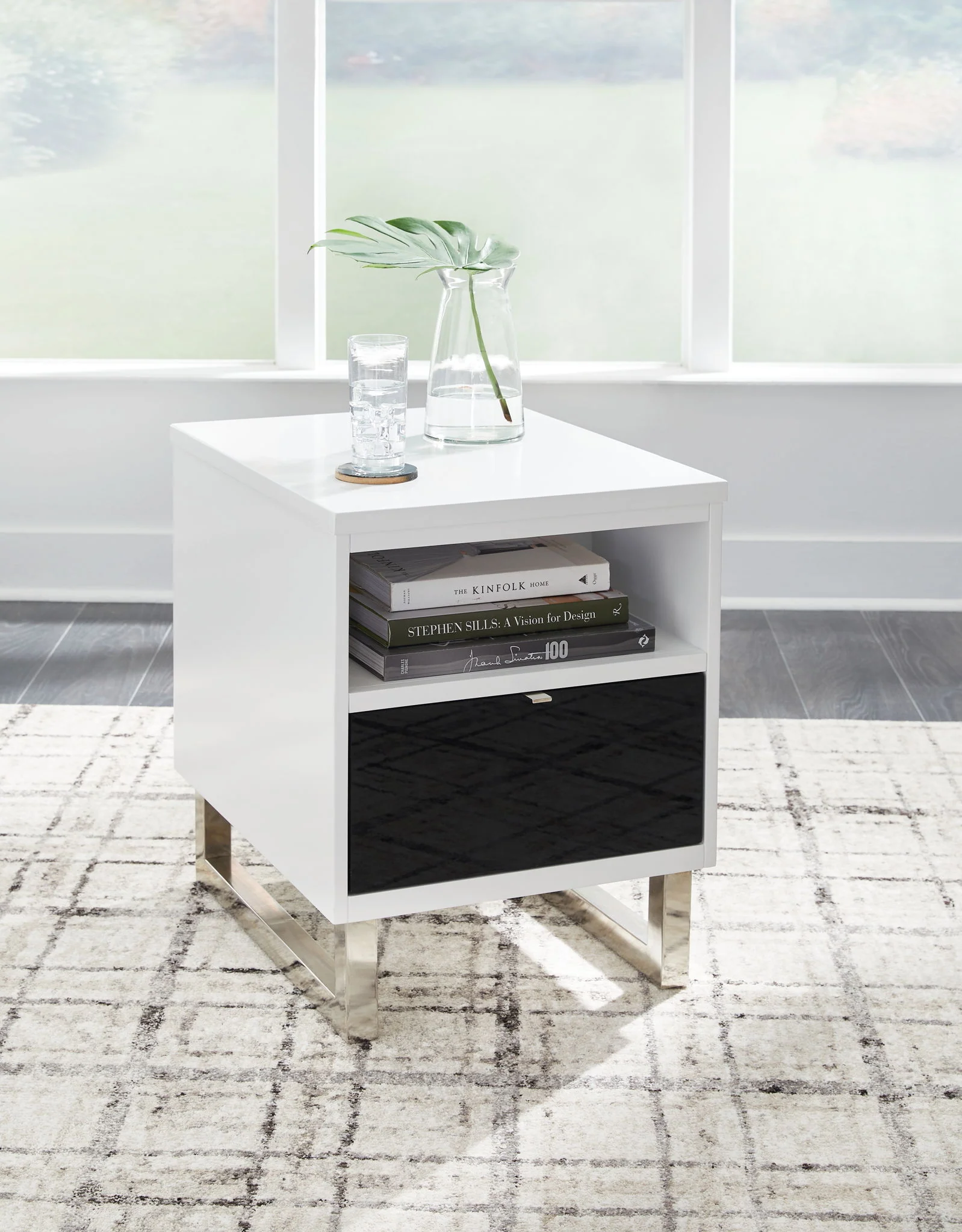 Gardoni - Chair Side End Table - White / Black - Image 2