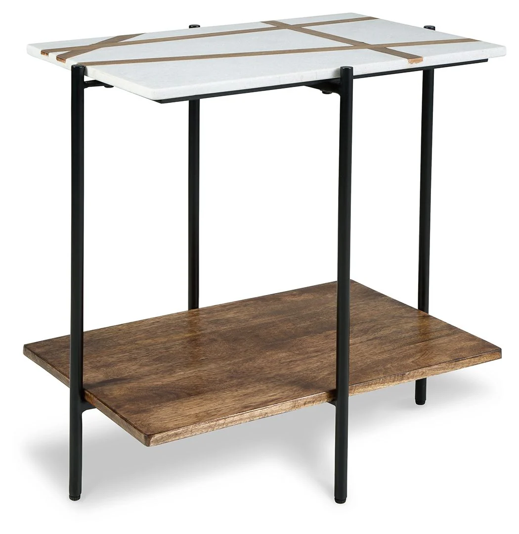 Braxmore – Accent Table – White / Light Brown