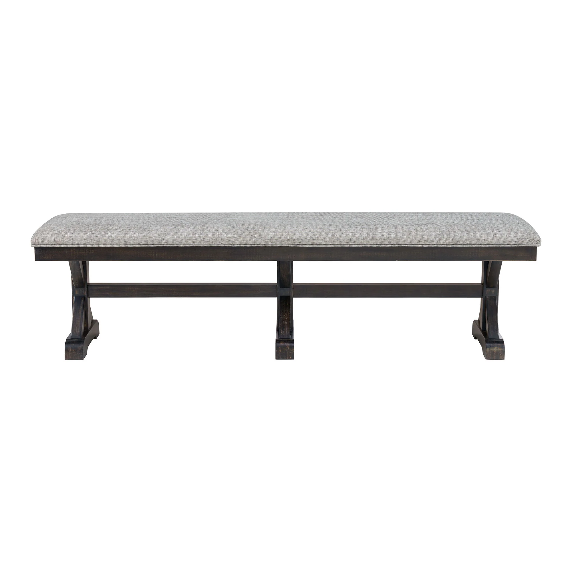 Montrose - Fabric Dining Bench - Espresso / Light Gray - Image 2