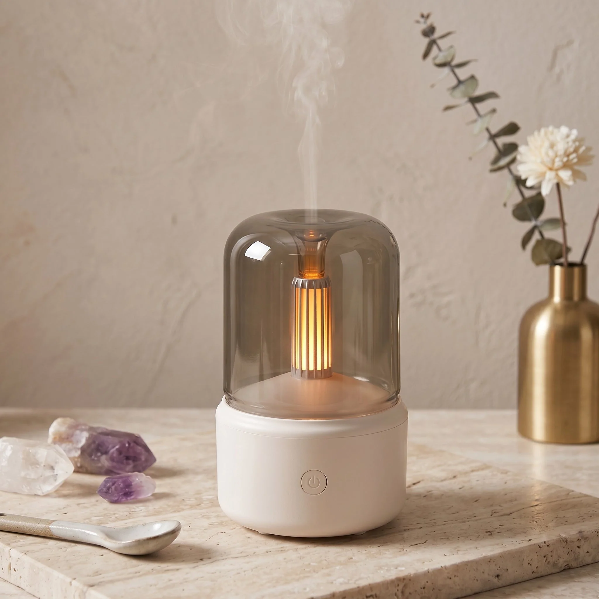 Modern Glass Dome Flame Effect Air Humidifier - Image 2
