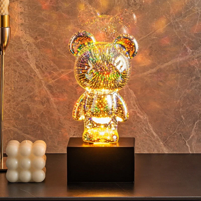 LED Bear Fireworks Night Lamp - Image 1