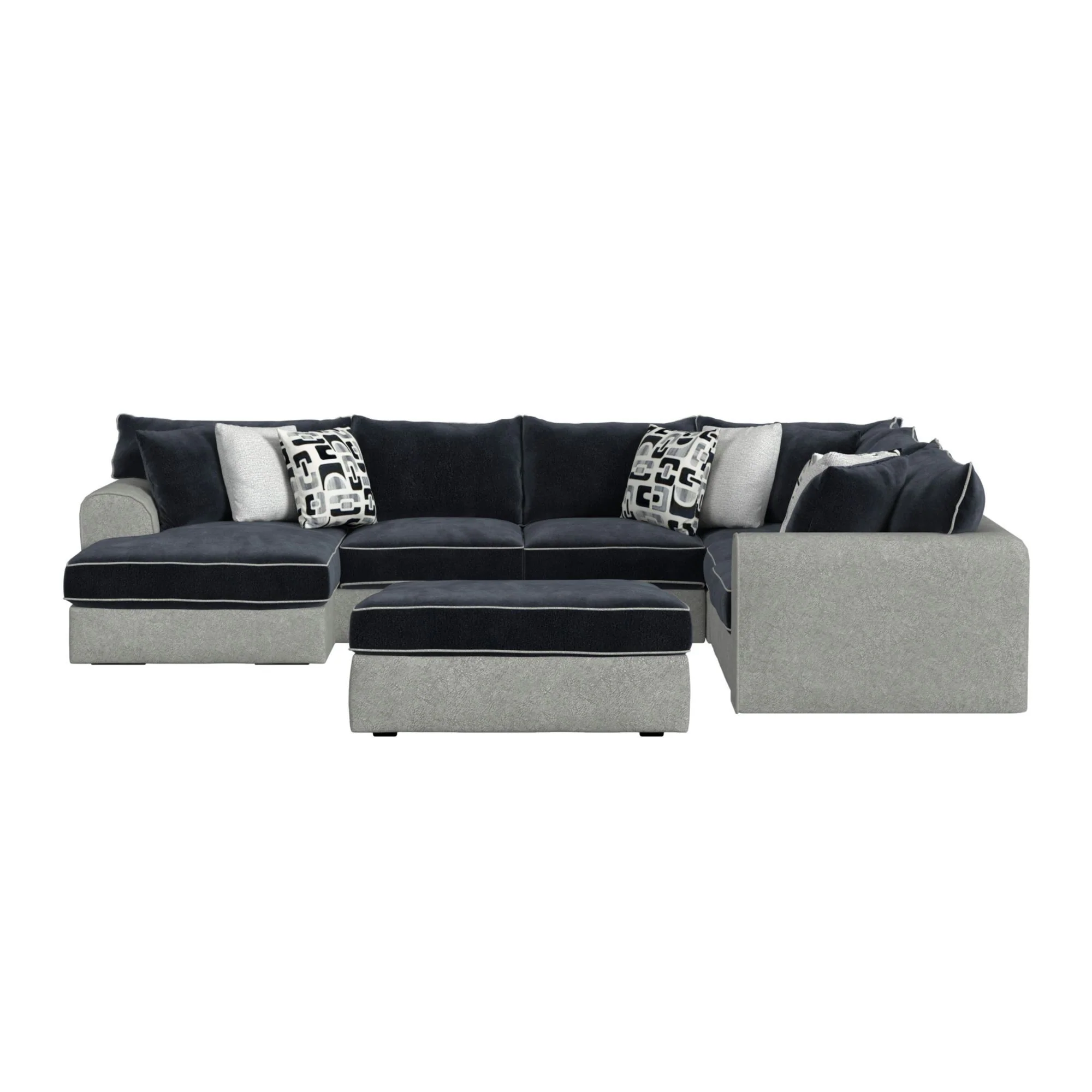 Klein - RHF Sofa With 3 Pillows - Bentley Ash / Zaftig Ebony - Image 2