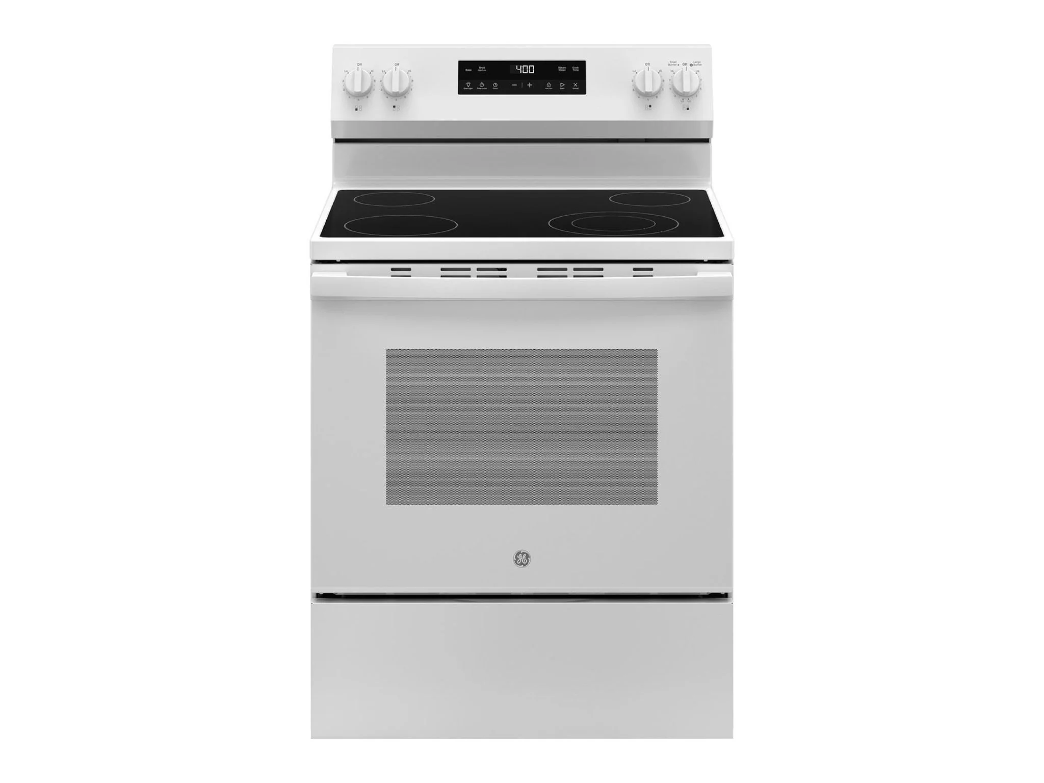 GE 30″ Freestanding Electric Range With 4 Smooth Top Elements – White